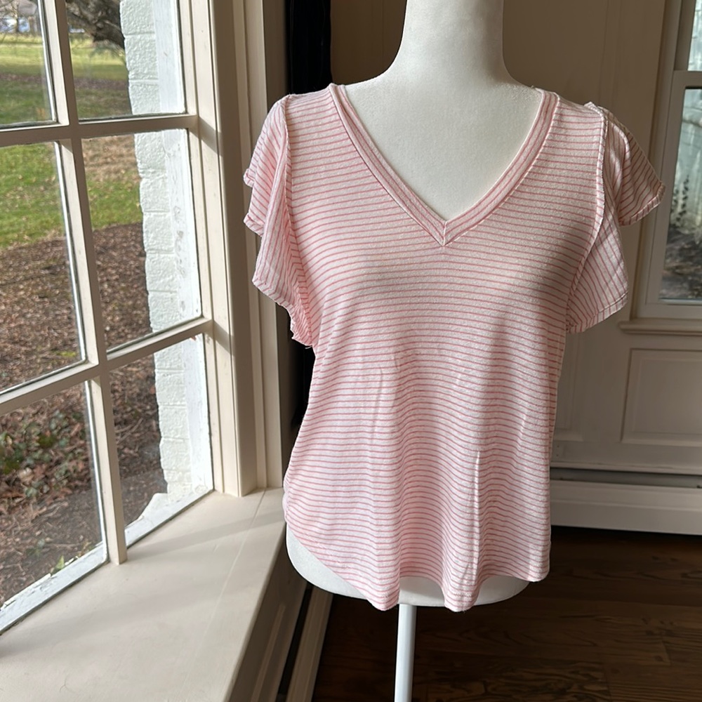 Ella Moss Flutter Sleeve Linen Blend Gemma Top